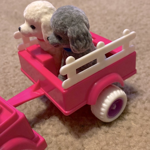 Vintage Barbie Power Wheels Fisher Price Pink Jeep Tommy Doll Twins + Dogs Wagon - Picture 8 of 15